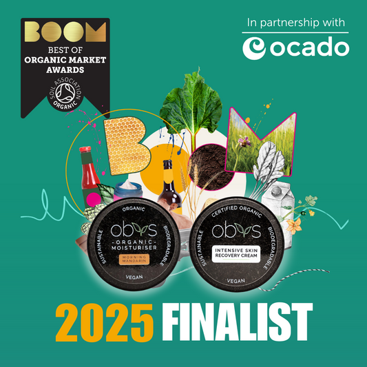 Obvs Skincare, based in Warsash Hampshire, is a BOOM Awards 2025 finalist for Best Organic Moisturiser and Pregnancy Baby Product. Organic skincare excellence!