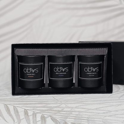 Limited edition votive candle trio made with coconut and rapeseed wax, cotton wicks, and eco-friendly glass jars. Paraffin-free, natural luxury for every mood.