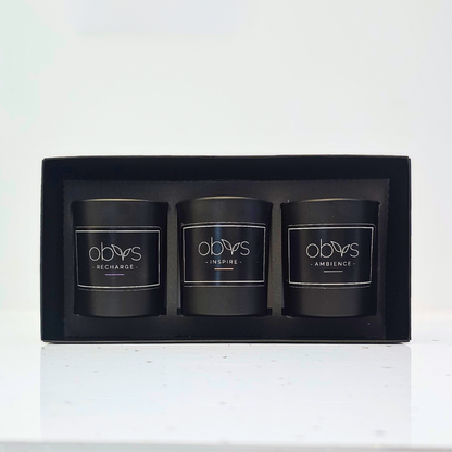 Limited edition votive candle trio made with coconut and rapeseed wax, cotton wicks, and eco-friendly glass jars. Paraffin-free, natural luxury for every mood.